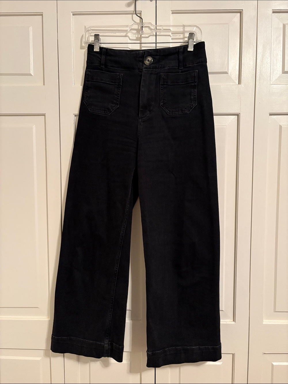 Anthropologie Black High-Rise Wide Leg Cropped Jeans size 26